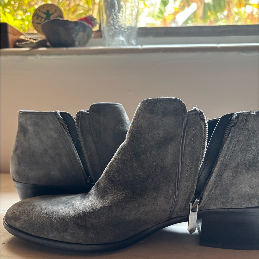Adorable Gray Suede Ankle Booties